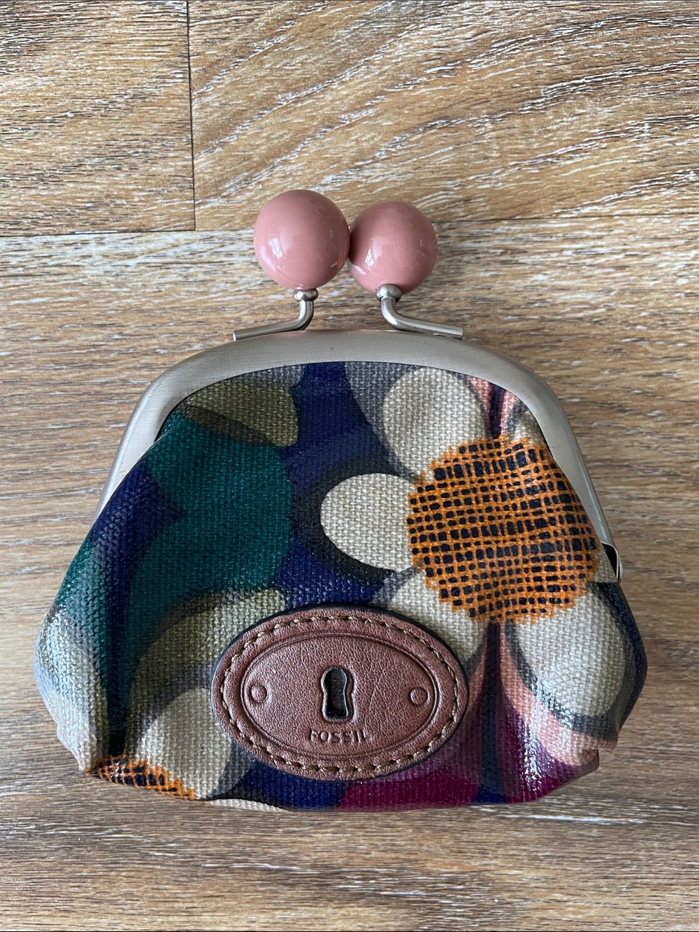 Fossil Key-Per Coated Canvas Kiss-lock Coin Purse